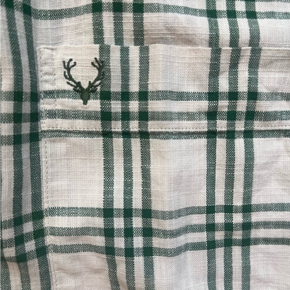 Allen Solly Men’s 100% Cotton Green Cream Plaid Short Sleeve Button Down Size 38 - Picture 3 of 8